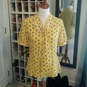 Anthropologie owl print blouse