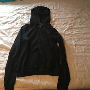 PINK black zip up hoodie with heart