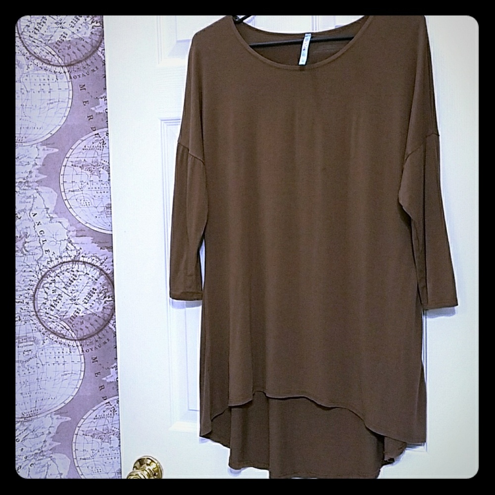 Brown Hi-Lo Tunic Top