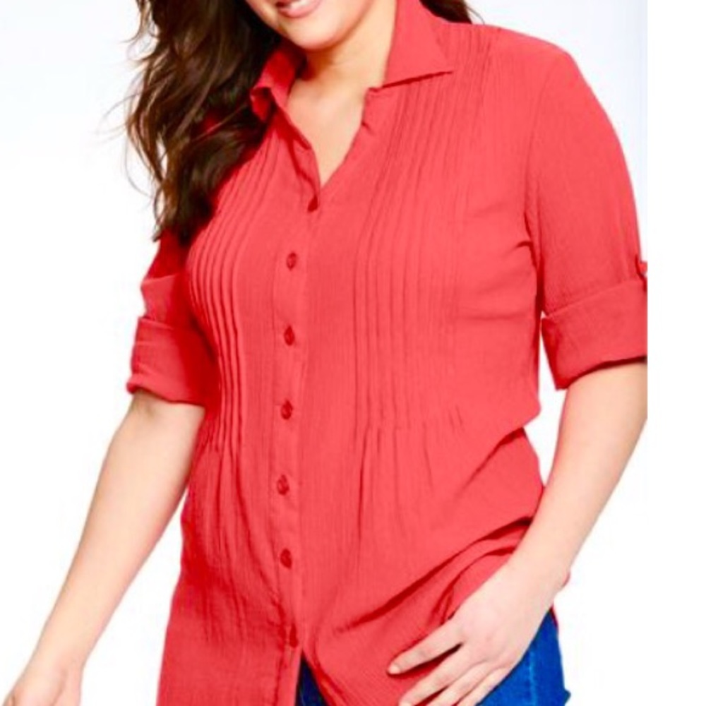 Woman Within pintuck tunic in cool gauze