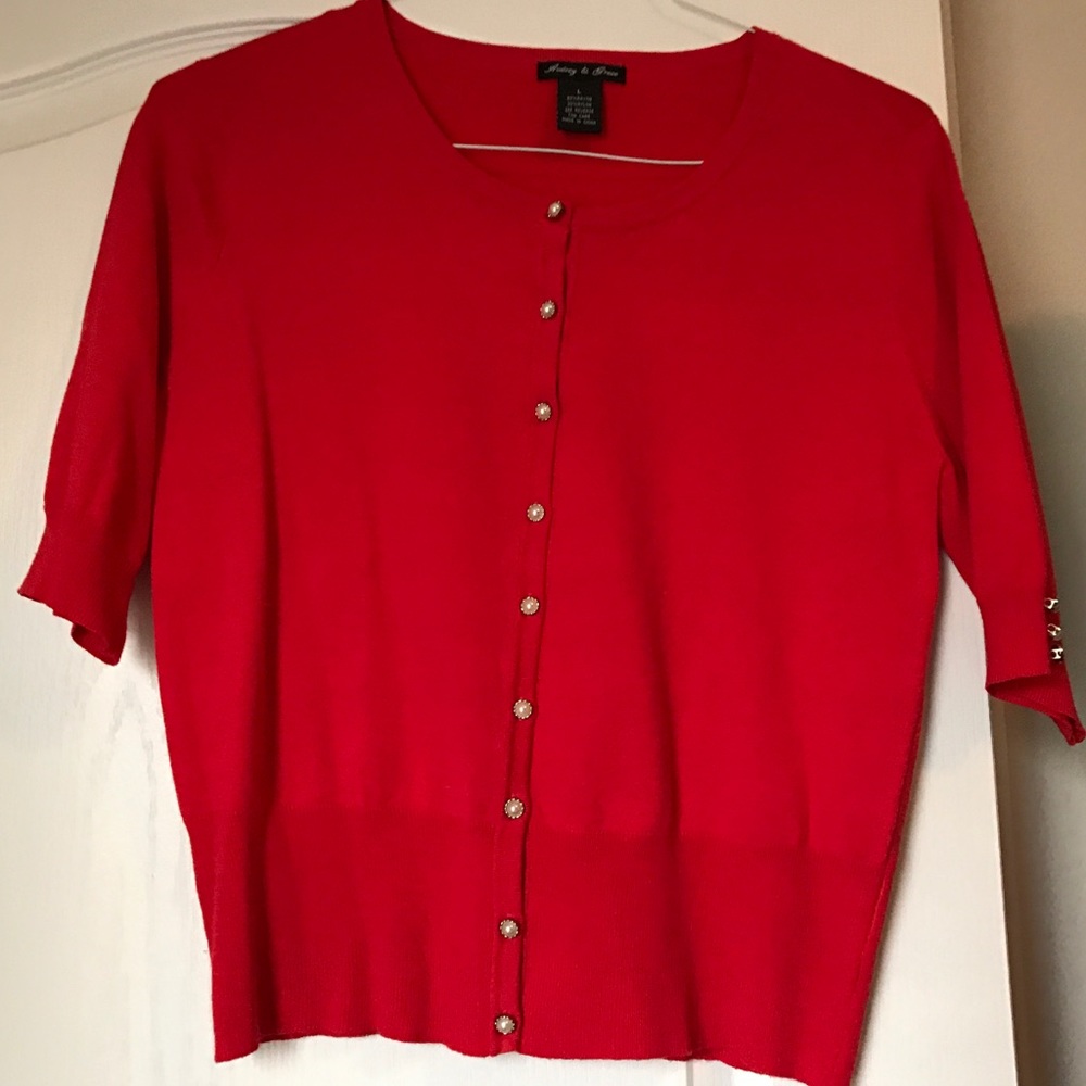 Cardigan coral in color!