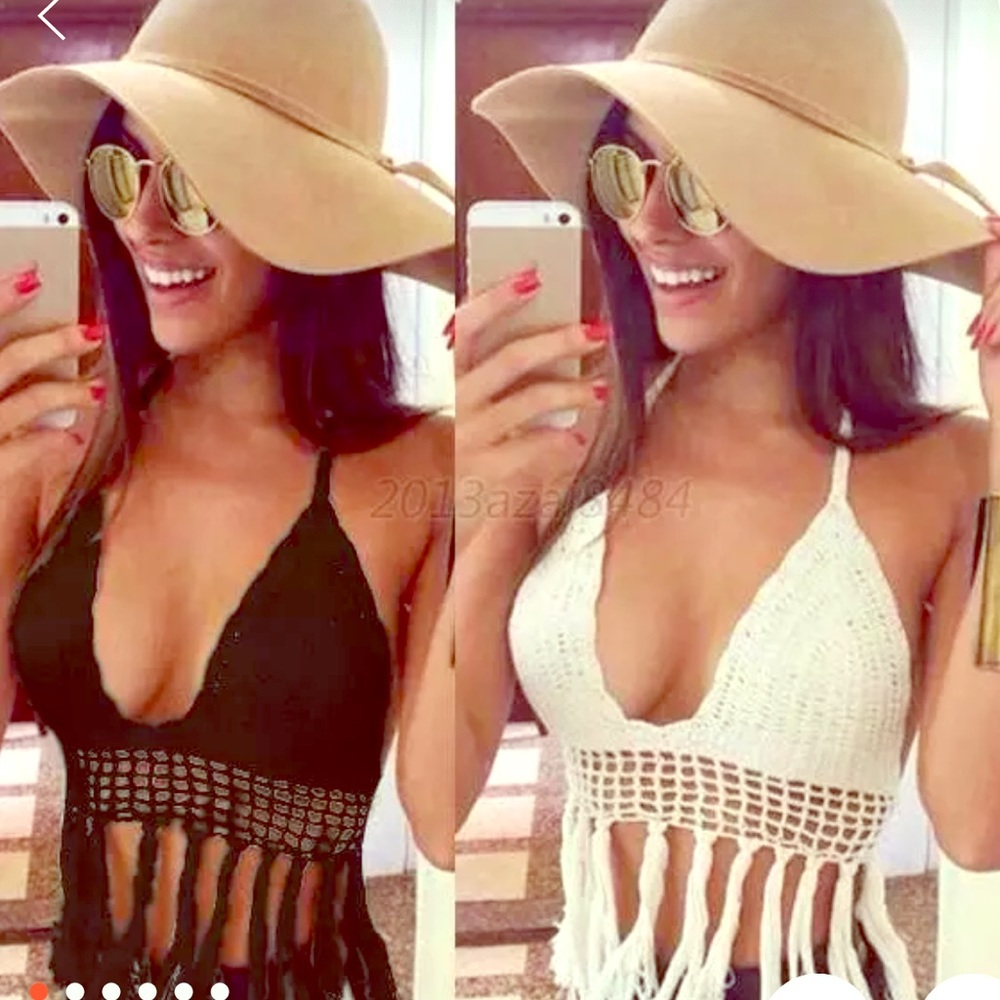 NWT Crochet tassel top