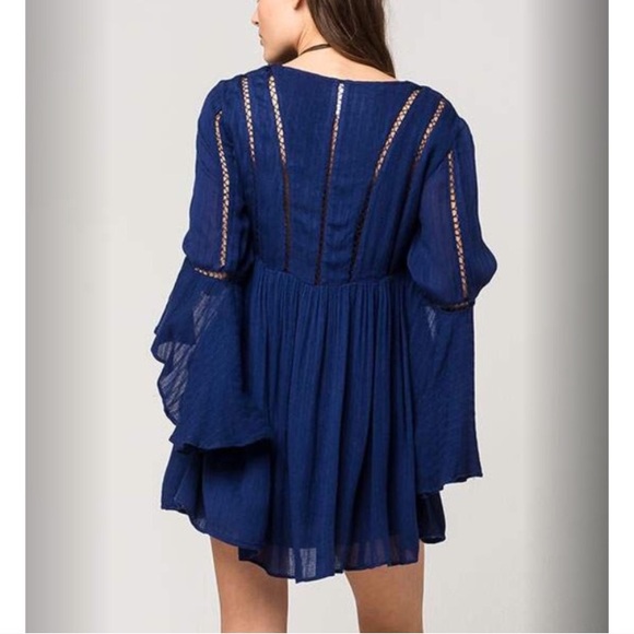 Free People Romeo Bell Sleeve Dress Blue - Picture 4 of 8