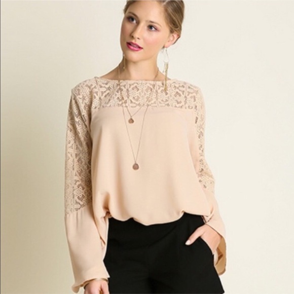 Boutique Tops - Lace Bell Sleeve Blouse