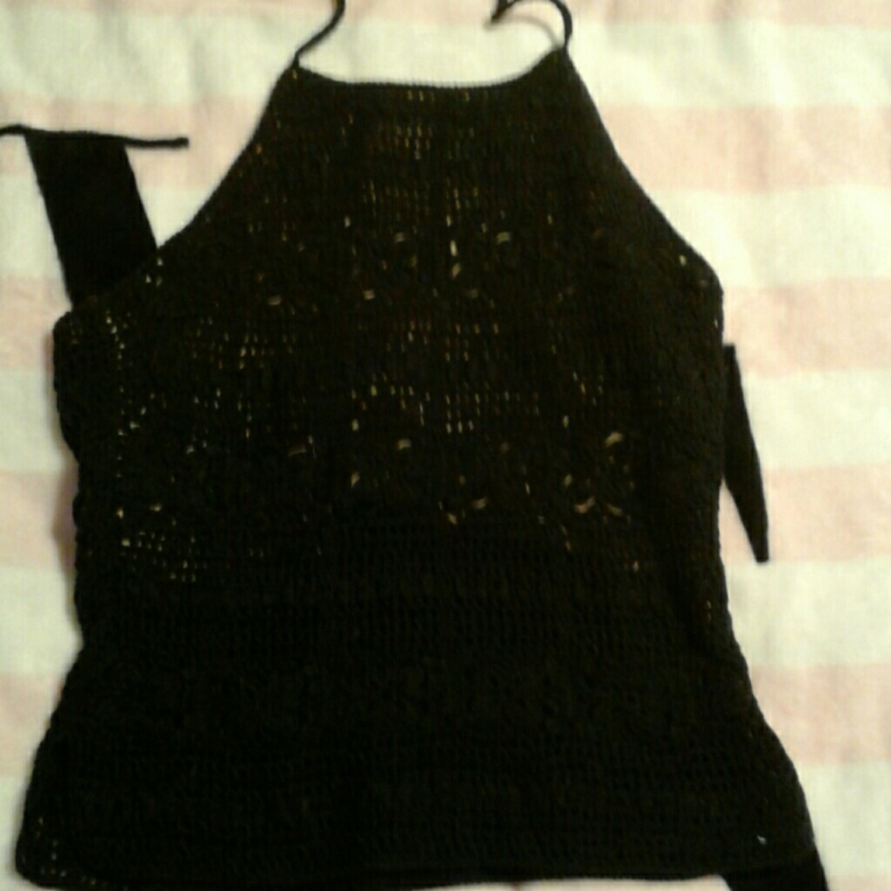 Black crochet halter top