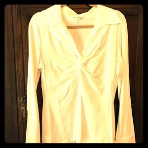 Cabi White Blouse with adorable gathered front