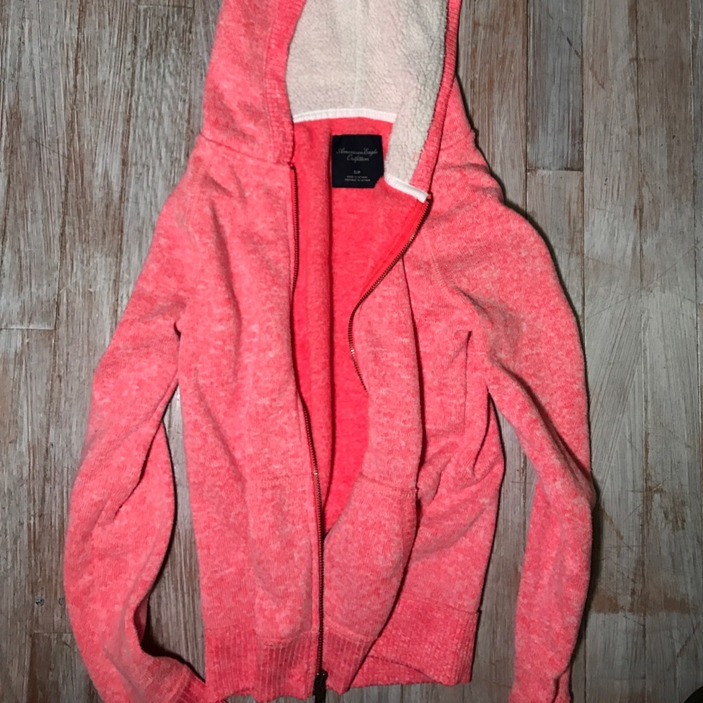 Hot pink American Eagle zip-up sweatshirt