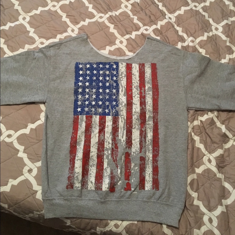 American Flag over the shoulder sweatshirt