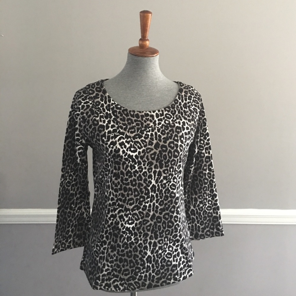 Leopard Print 3/4 Sleeve Tee