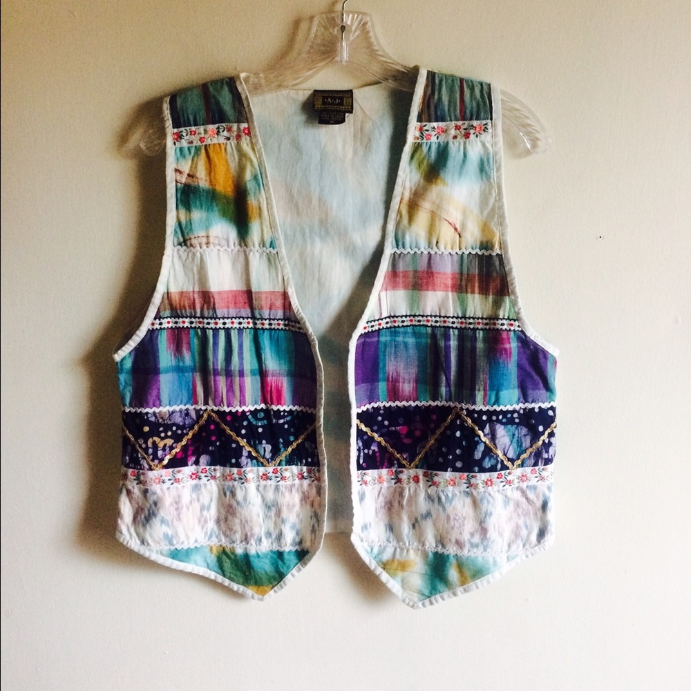 Boho Multicolored Vest Sz M