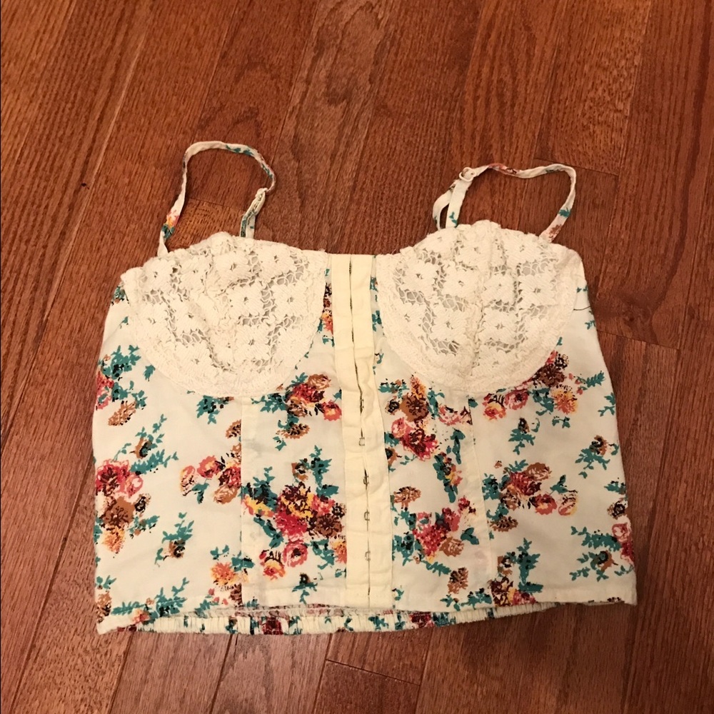 Boho strappy crop top floral bandeau