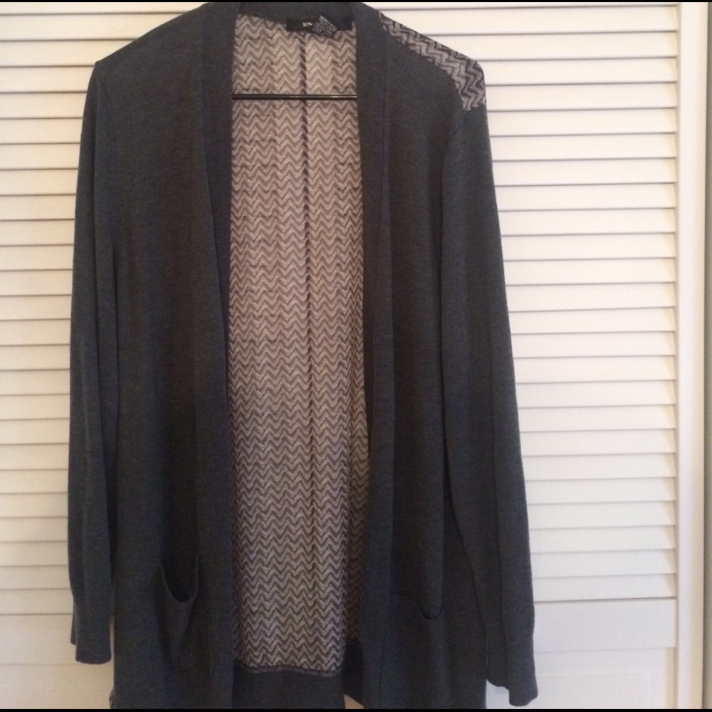 Cardigan gray/sheer plus sz 2x