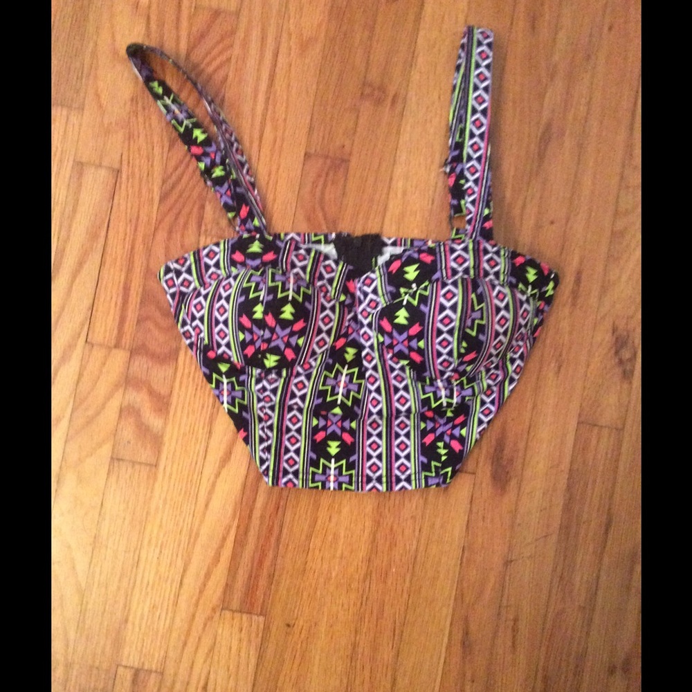 Forever 21 Neon Aztec Festival Bra//Crop Top