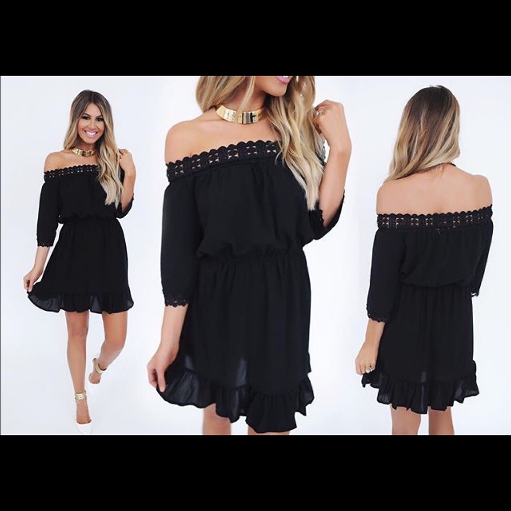 A Shappe Off-The-Shoulder Black Dress