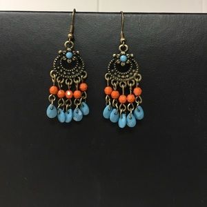 Orange & turquoise earrings
