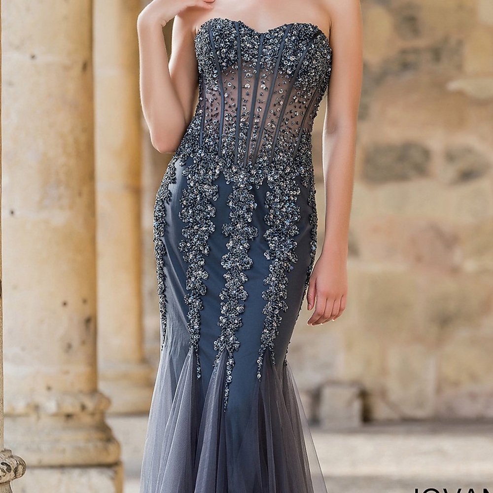 Long Strapless Sweetheart Jovani Prom Dress
