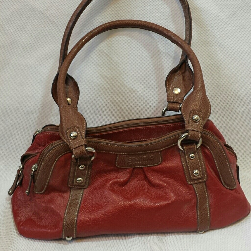 Dark Red and brown leather purse