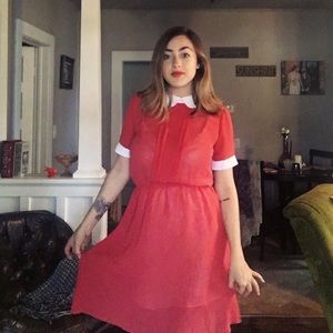 Vintage Red and White Peter Pan Dress