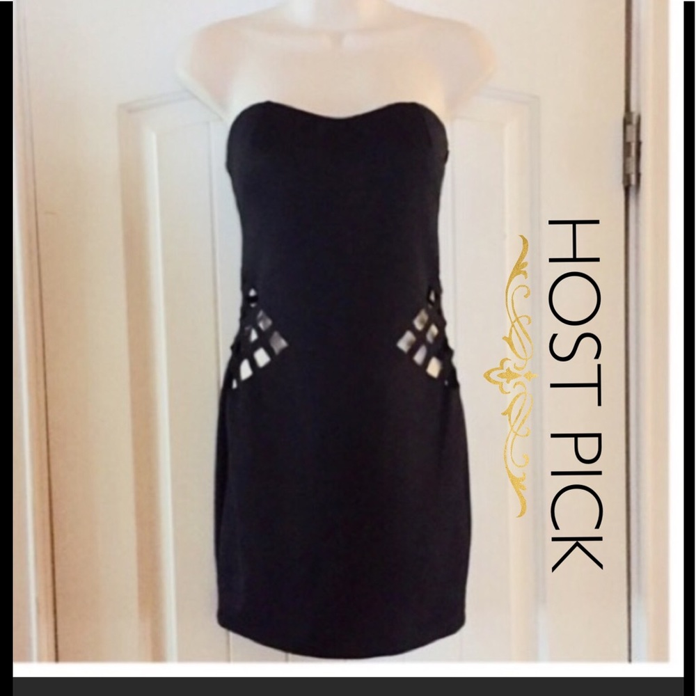 Sexy side cut lattice detail Body Con dress