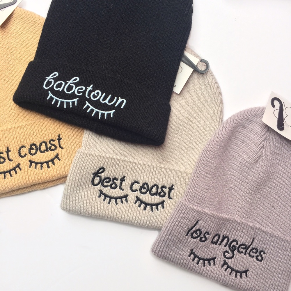 {BP} Embroidered Eyelash Knit Beanies
