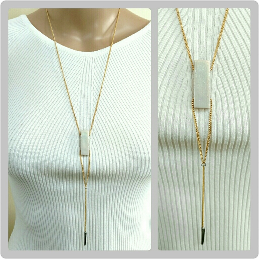 Moonstone Glass Chain Layering Necklace