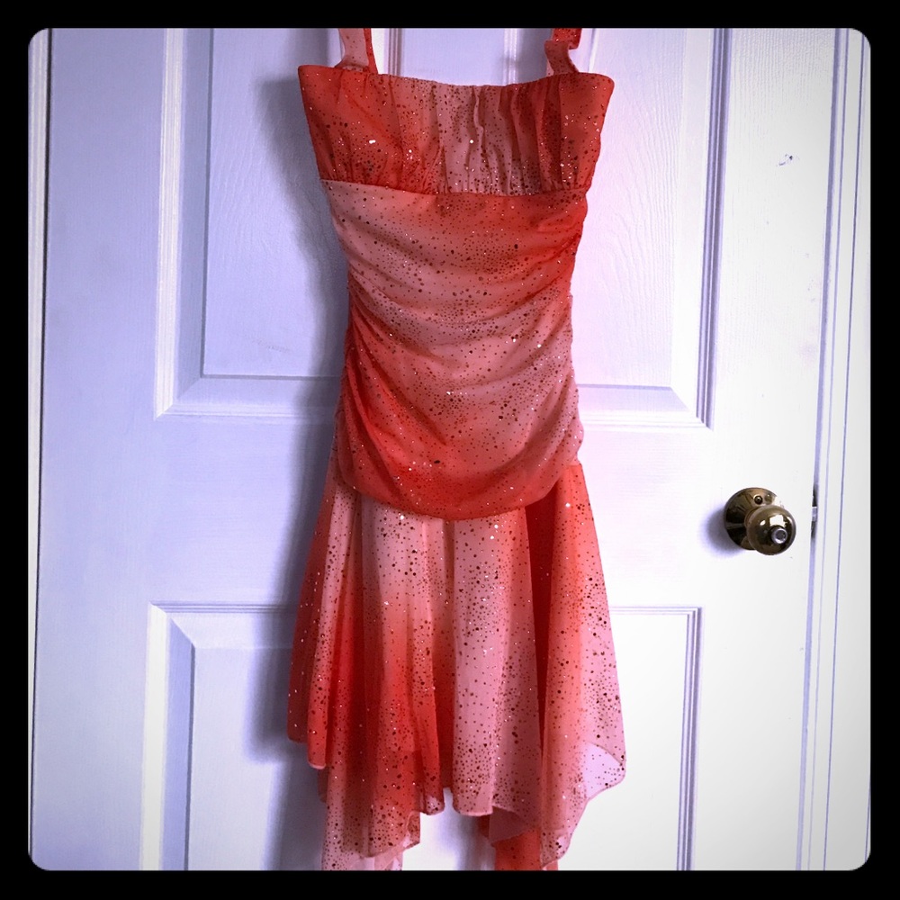 Orange and gold glitter halter top dress