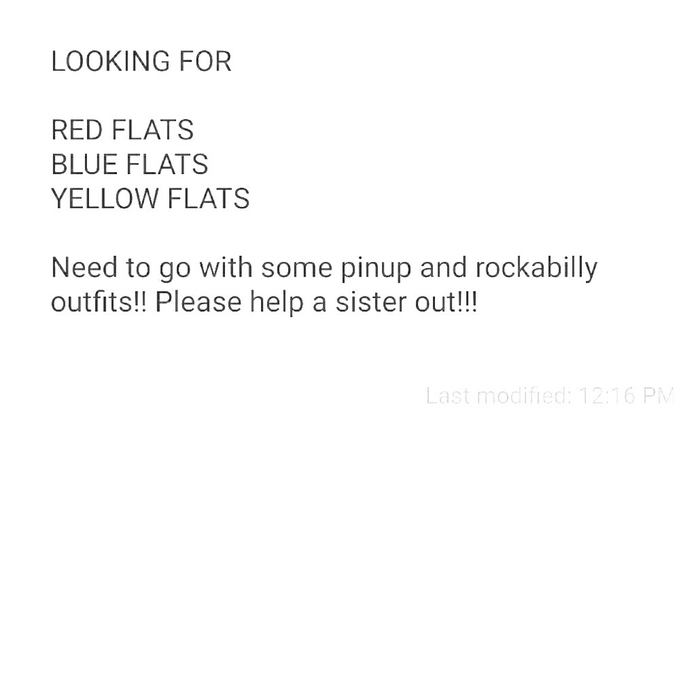 Looking for red flats blue flats and yellow flats