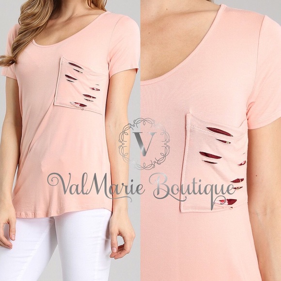 PEACH DESTROYED POCKET TEE - Picture 2 of 2