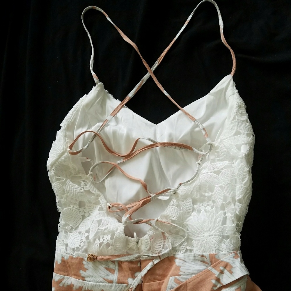 WHITE CROCHET PEACH PRINT ROMPER MAXI - Picture 6 of 8