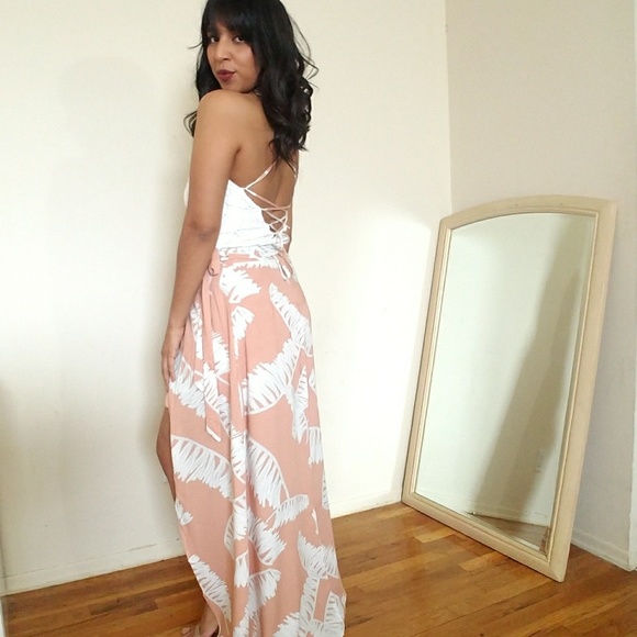 WHITE CROCHET PEACH PRINT ROMPER MAXI - Picture 3 of 8