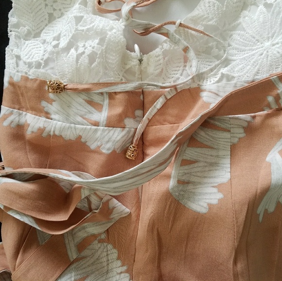 WHITE CROCHET PEACH PRINT ROMPER MAXI - Picture 7 of 8