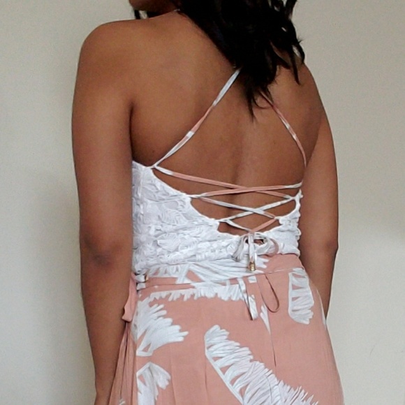 WHITE CROCHET PEACH PRINT ROMPER MAXI - Picture 5 of 8