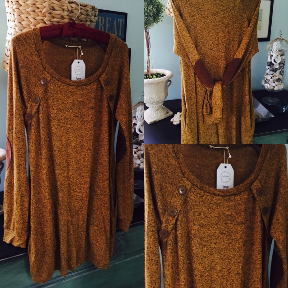 NWT Twenty Second tunic mustard sweater dress lrg