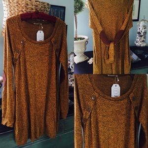 NWT Twenty Second tunic mustard sweater dress lrg