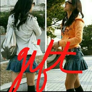 NFS-GIFTED W/PURCHASE (SINGLE RUFFLE JEAN SKIRT)