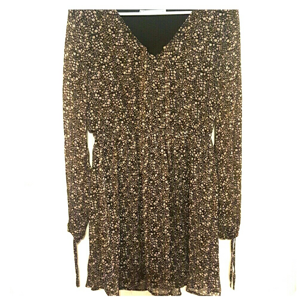 Brown dress, sheer with slip built in