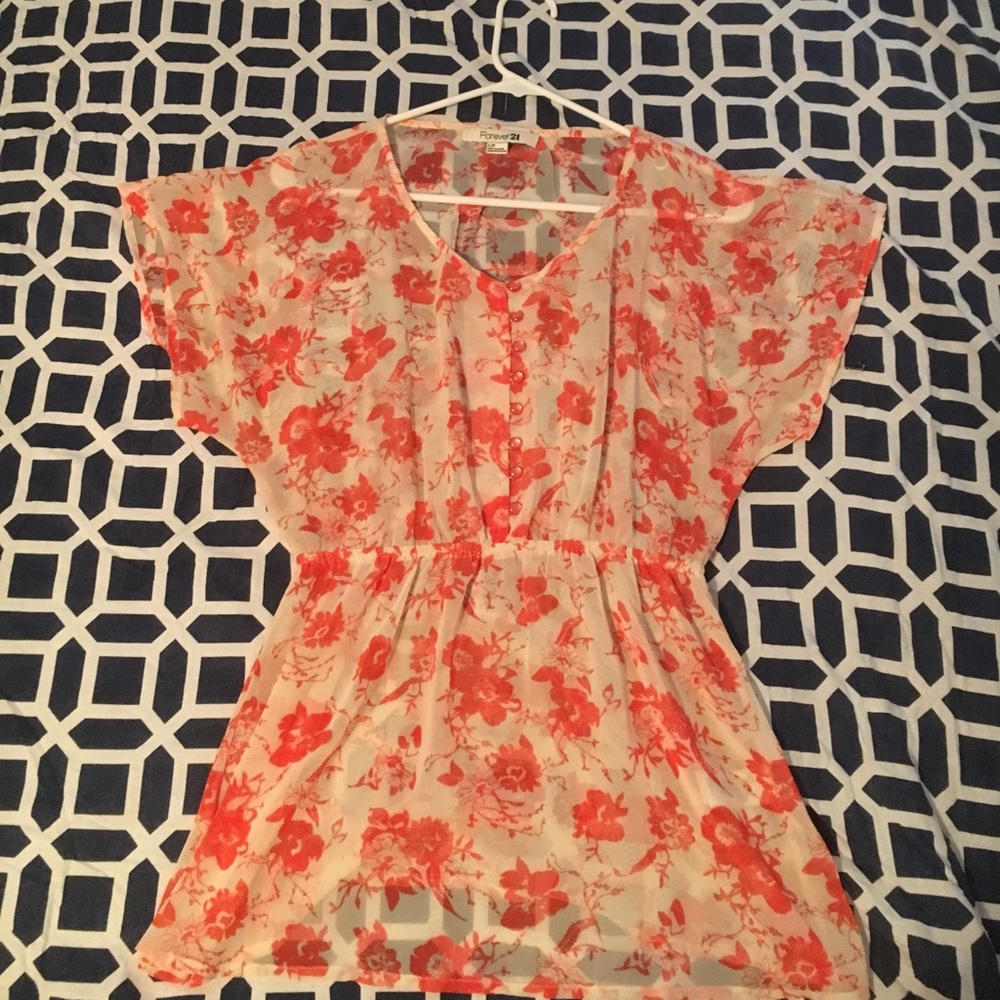 Forever 21 Sheer Floral Top
