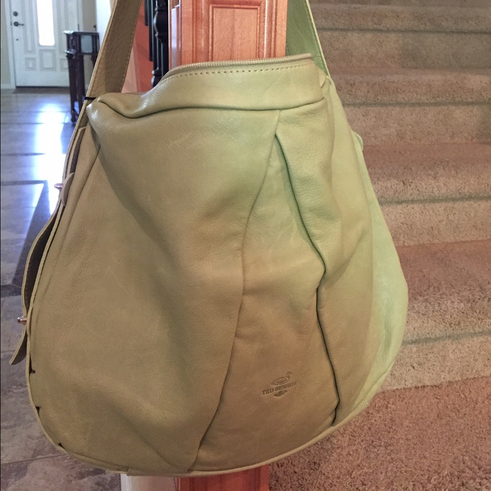 NWT- Genuine leather, light green large hobo bag.