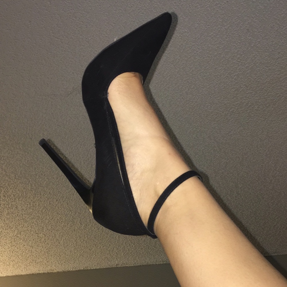 Black strapped stilettos