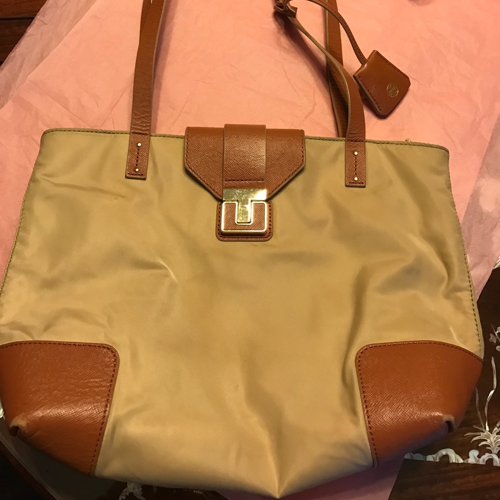 Tory Burch Tan Zip Mini Penn Tote