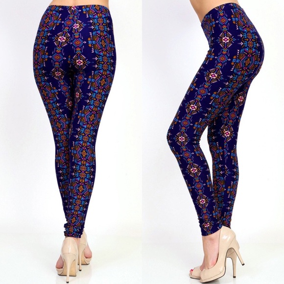 Geo Print Soft Brushed Knit Leggings - Picture 3 of 4