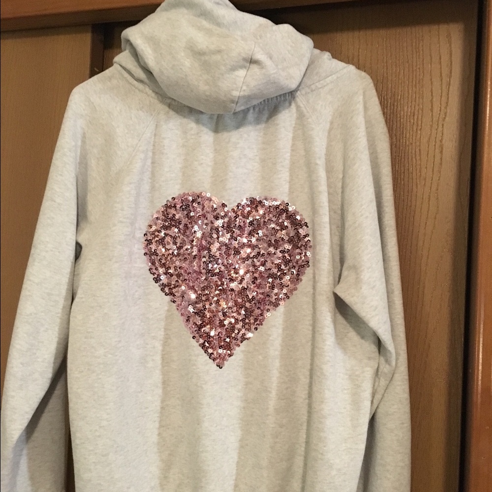 Forever 21 sequin heart zip up size L