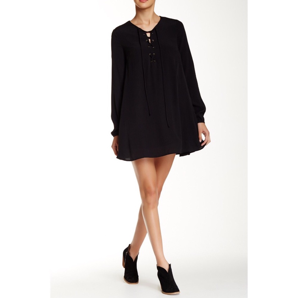 NWOT Black Lace-Up Front Tunic Dress