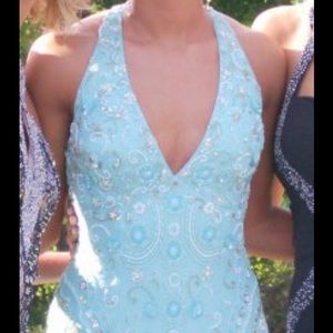 Scala Light Blue Prom Dress