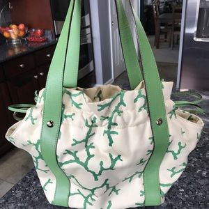 Green and cream Kate spade ostrich bag
