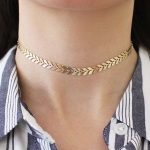 Gold Chevron Choker Necklace