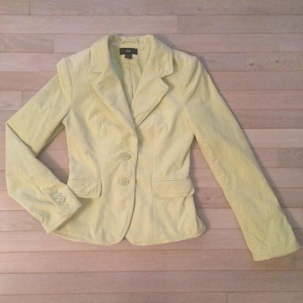 H&M Lime Green Spring Button Coat Jacket Blazer 4
