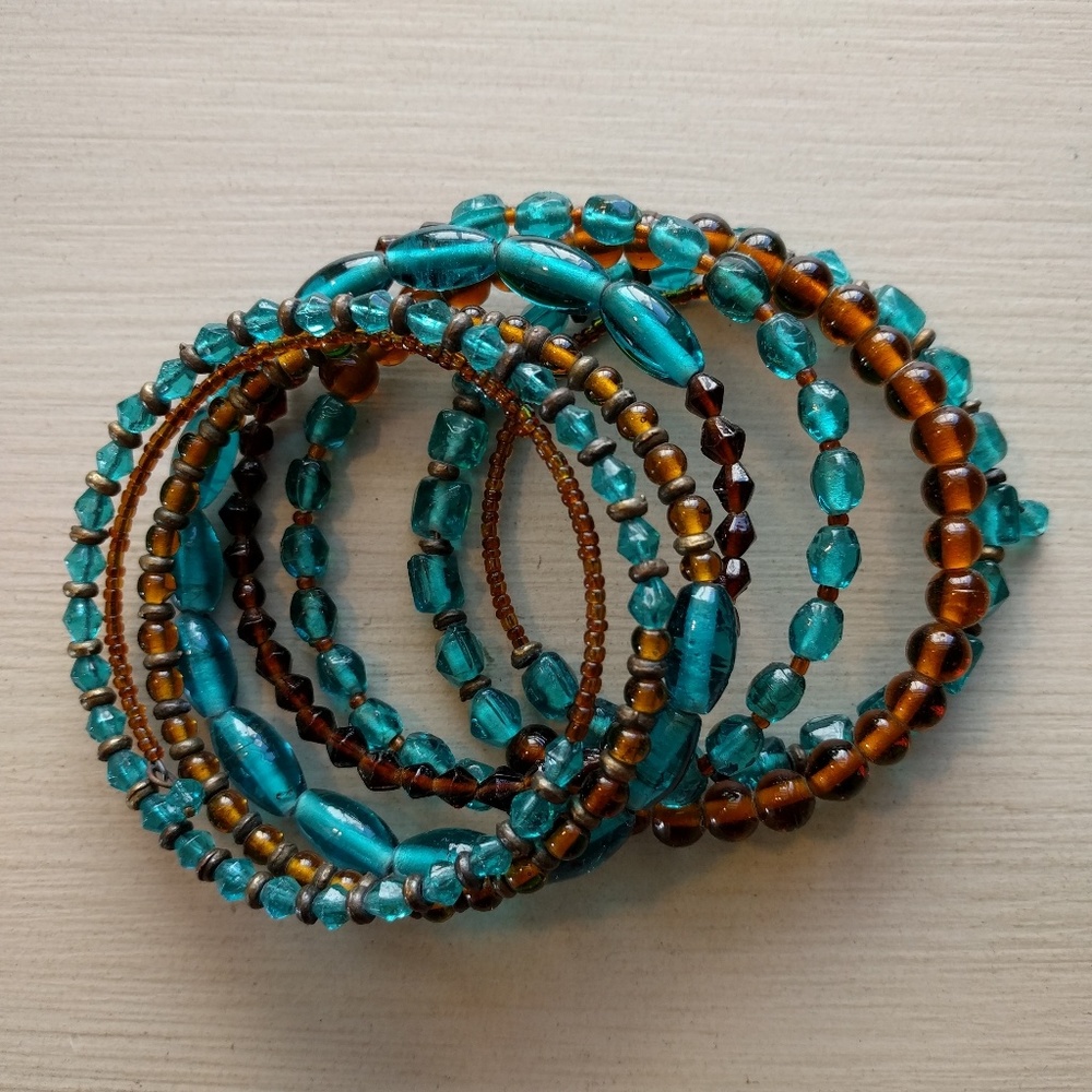 Brown & Turquoise Coil Bracelet