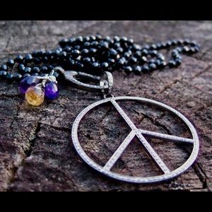 Black Spinel and Diamond Pendant Necklace