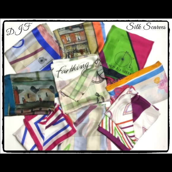 Davies J. Farthing beautiful Silk Twill Scarves - Picture 1 of 4